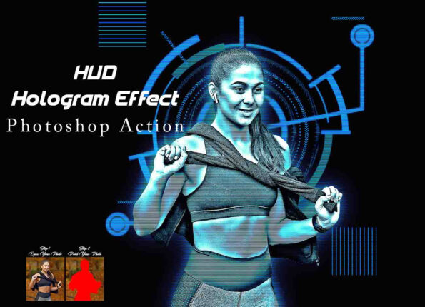HUD Hologram Effect photoshop Action