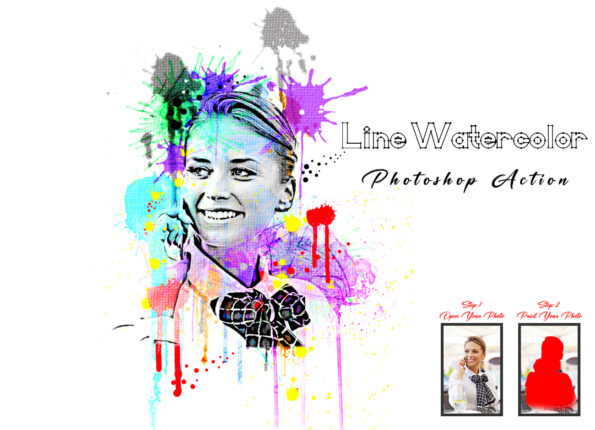 Line Watercolor Photoshop Action