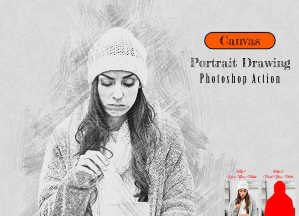 Canvas Portrait Drawing Photoshop Action