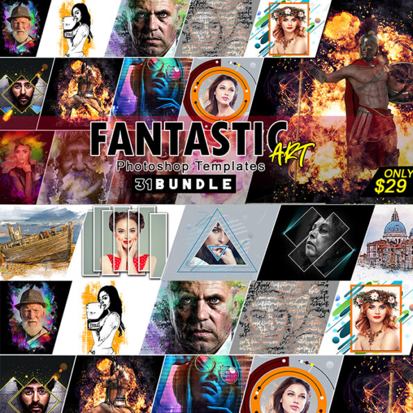 31 Fantastic Art Photoshop Template Bundle