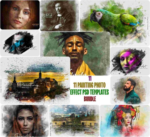 11 Painting Photo Effect PSD Templates Bundle