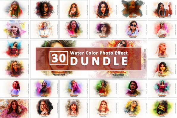 30 Watercolor Paint Photo Frame Bundle