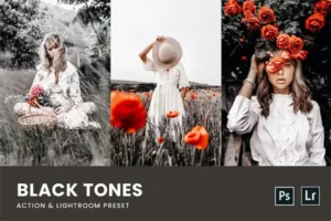 Black Tones Photoshop Action & Lightroom Presets