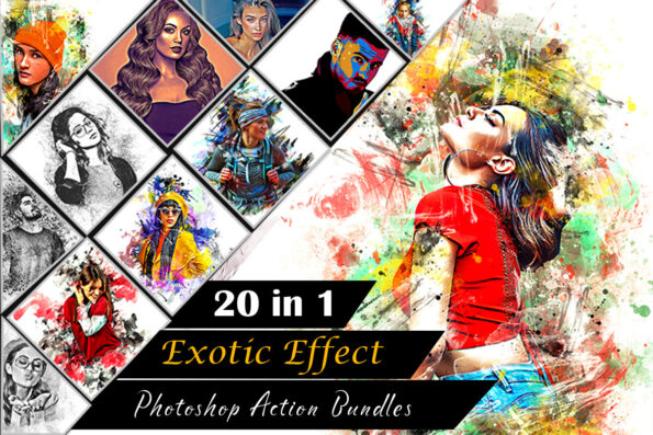 20 in 1 Exotic Effect Photoshop Action Bundle