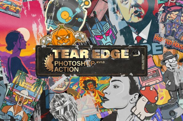 Tear Edge Sticker Poster Photoshop Action